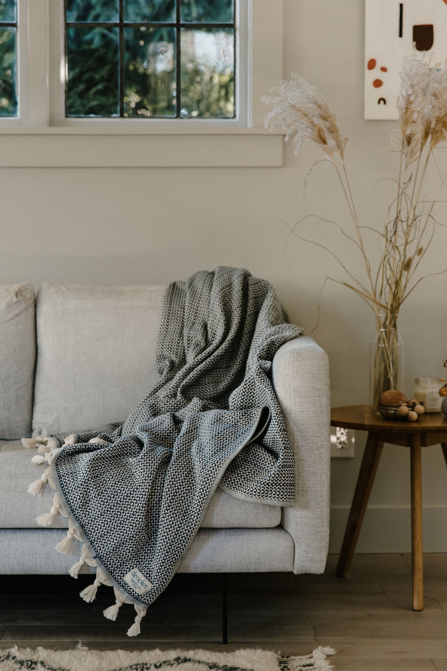 blue organic cotton Turkish blanket